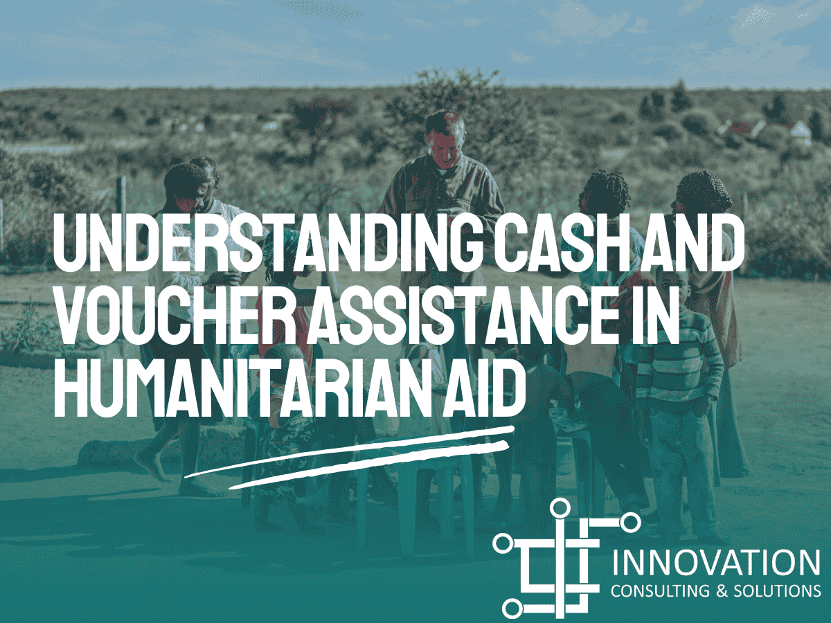 a man in crisis area providing humanitarian aid through cash and voucher assistance to the people in need